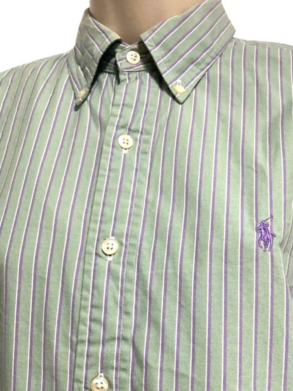 RALPH LAUREN Button Down Long Sleeve Shirt Green Mens 15 1/2 - 34/35